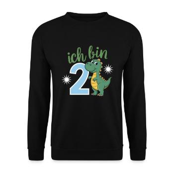 2. Geburtstag 2 Jahre Dino Dinosaurier Fan - Unisex Pullover - Schwarz - Vorne - Alina (178cm) & Michal (187cm)