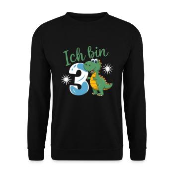 3ème anniversaire 3 ans Dino Dinosaur Fan - Sweat-shirt Unisexe - noir - Devant - Alina (178cm) & Michal (187cm)