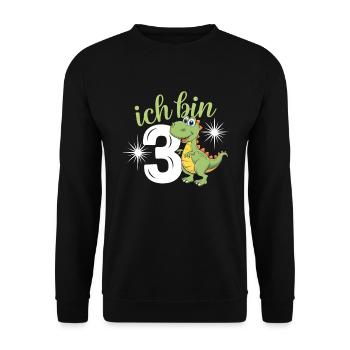 3ème anniversaire 3 ans Dino Dinosaur Fan - Sweat-shirt Unisexe - noir - Devant - Alina (178cm) & Michal (187cm)