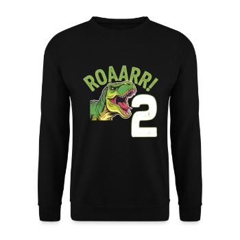 2. Geburtstag 2 Jahre Dino Dinosaurier Fan - Unisex Pullover - Schwarz - Vorne - Alina (178cm) & Michal (187cm)