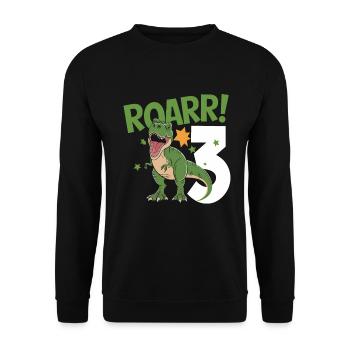 3ème anniversaire 3 ans Dino Dinosaur Fan - Sweat-shirt Unisexe - noir - Devant - Alina (178cm) & Michal (187cm)