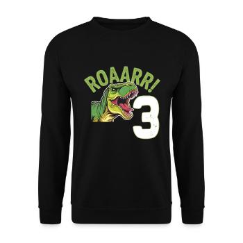 3ème anniversaire 3 ans Dino Dinosaur Fan - Sweat-shirt Unisexe - noir - Devant - Alina (178cm) & Michal (187cm)