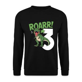 3ème anniversaire 3 ans Dino Dinosaur Fan - Sweat-shirt Unisexe - noir - Devant - Alina (178cm) & Michal (187cm)