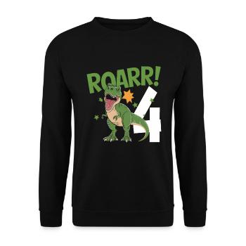 4ème anniversaire 4 ans Dino Dinosaur Fan - Sweat-shirt Unisexe - noir - Devant - Alina (178cm) & Michal (187cm)