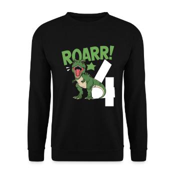4ème anniversaire 4 ans Dino Dinosaur Fan - Sweat-shirt Unisexe - noir - Devant - Alina (178cm) & Michal (187cm)