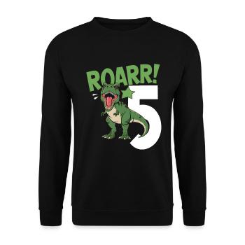 5th Birthday 5 Years Dino Dinosaur Fan - Unisex Sweatshirt - black - Front - Alina (178cm) & Michal (187cm)