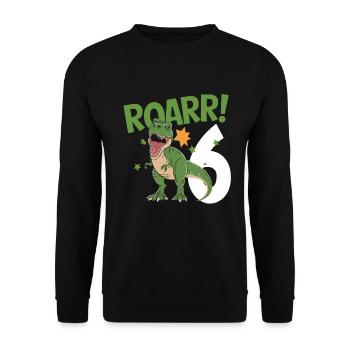 6th Birthday 6 Years Dino Dinosaur Fan - Unisex Sweatshirt - black - Front - Alina (178cm) & Michal (187cm)