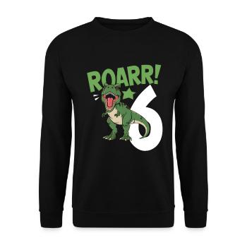 6th Birthday 6 Years Dino Dinosaur Fan - Unisex Sweatshirt - black - Front - Alina (178cm) & Michal (187cm)