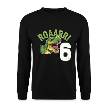6th Birthday 6 Years Dino Dinosaur Fan - Unisex Sweatshirt - black - Front - Alina (178cm) & Michal (187cm)