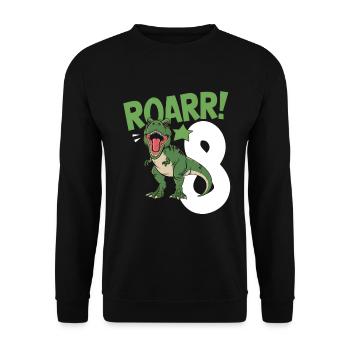 8. Geburtstag 8 Jahre Dino Dinosaurier Fan - Unisex Pullover - Schwarz - Vorne - Alina (178cm) & Michal (187cm)
