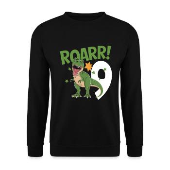 9e anniversaire 9 ans Dino Dinosaur Fan - Sweat-shirt Unisexe - noir - Devant - Alina (178cm) & Michal (187cm)