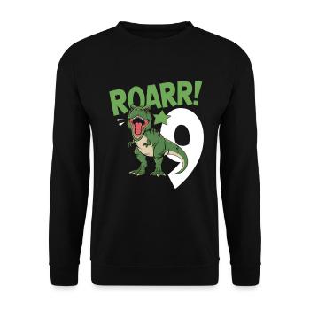 9e anniversaire 9 ans Dino Dinosaur Fan - Sweat-shirt Unisexe - noir - Devant - Alina (178cm) & Michal (187cm)