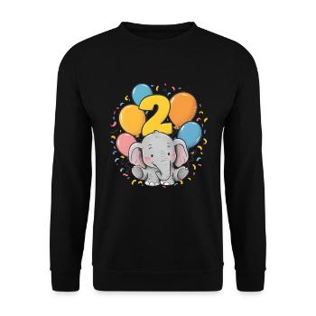 2. Geburtstag Elefant Kindergeburtstag - Unisex Pullover - Schwarz - Vorne - Alina (178cm) & Michal (187cm)
