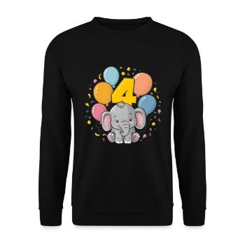 4th Birthday Elephant Children's Birthday Party - Unisex Sweatshirt - black - Front - Alina (178cm) & Michal (187cm)