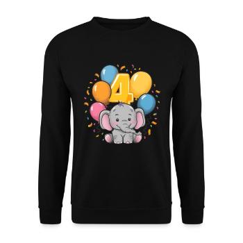 4th Birthday Elephant Children's Birthday Party - Unisex Sweatshirt - black - Front - Alina (178cm) & Michal (187cm)