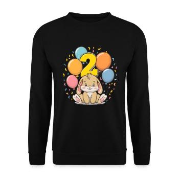 2. Geburtstag Hase Kaninchen Kindergeburtstag - Unisex Pullover - Schwarz - Vorne - Alina (178cm) & Michal (187cm)