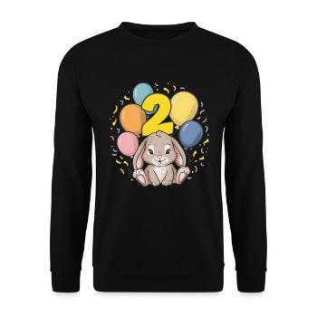 2. Geburtstag Hase Kaninchen Kindergeburtstag - Unisex Pullover - Schwarz - Vorne - Alina (178cm) & Michal (187cm)