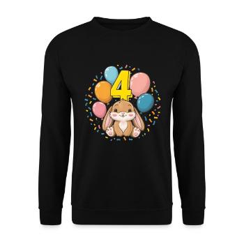 4th Birthday Bunny Rabbit Children's Birthday Party - Unisex Sweatshirt - black - Front - Alina (178cm) & Michal (187cm)