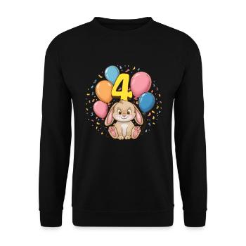 4th Birthday Bunny Rabbit Children's Birthday Party - Unisex Sweatshirt - black - Front - Alina (178cm) & Michal (187cm)