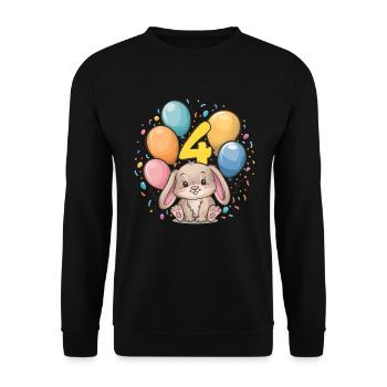 4th Birthday Bunny Rabbit Children's Birthday Party - Unisex Sweatshirt - black - Front - Alina (178cm) & Michal (187cm)