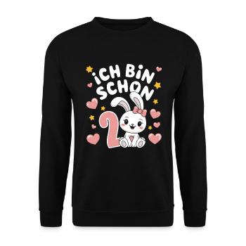 2. Geburtstag Hase Häschen Kindergeburtstag - Unisex Pullover - Schwarz - Vorne - Alina (178cm) & Michal (187cm)