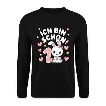 2. Geburtstag Hase Häschen Kindergeburtstag - Unisex Pullover - Schwarz - Vorne - Alina (178cm) & Michal (187cm)