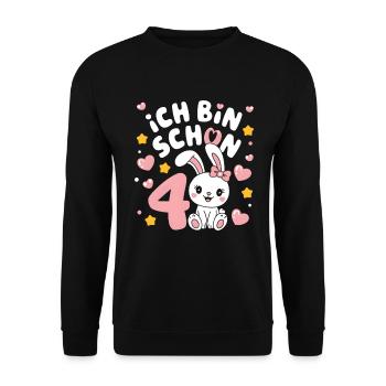 4th Birthday Bunny Bunny Children's Birthday Party - Unisex Sweatshirt - black - Front - Alina (178cm) & Michal (187cm)