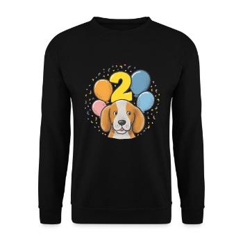 2. Geburtstag Hund Hündchen Kindergeburtstag - Unisex Pullover - Schwarz - Vorne - Alina (178cm) & Michal (187cm)