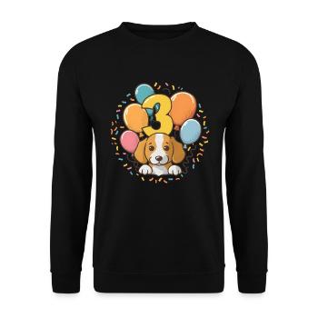 3. Geburtstag Hund Hündchen Kindergeburtstag - Unisex Pullover - Schwarz - Vorne - Alina (178cm) & Michal (187cm)