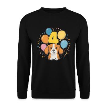 4th Birthday Dog Doggy Children's Birthday Party - Unisex Sweatshirt - black - Front - Alina (178cm) & Michal (187cm)