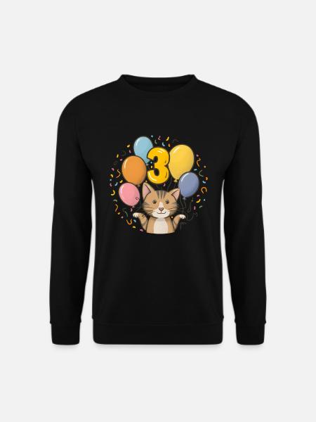 3. Geburtstag Katze Kätzchen Kindergeburtstag - Unisex Pullover - Schwarz
