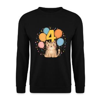 4th Birthday Cat Kitten Children's Birthday Party - Unisex Sweatshirt - black - Front - Alina (178cm) & Michal (187cm)