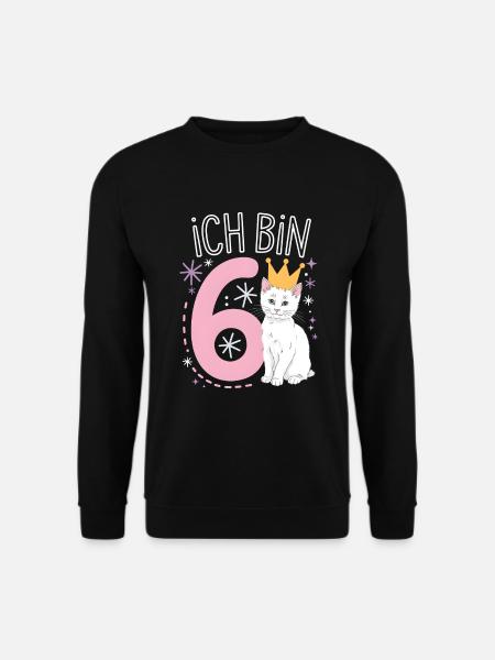 6. Geburtstag Katze Kätzchen Kindergeburtstag - Unisex Pullover - Schwarz