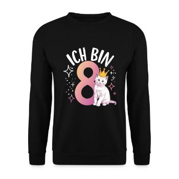 8th Birthday Cat Kitten Children's Birthday - Unisex Sweatshirt - black - Front - Alina (178cm) & Michal (187cm)