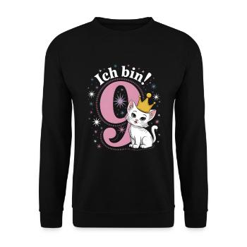 9th Birthday Cat Kitten Children's Birthday - Unisex Sweatshirt - black - Front - Alina (178cm) & Michal (187cm)