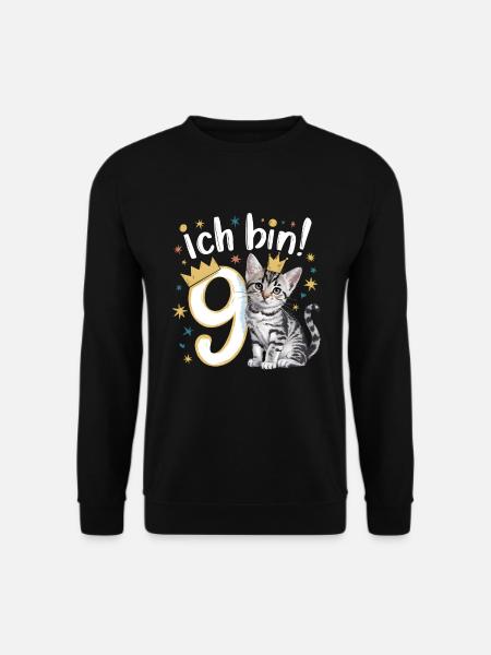 9. Geburtstag Katze Kätzchen Kindergeburtstag - Unisex Pullover - Schwarz