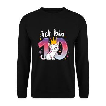 10th Birthday Cat Kitten Children's Birthday - Unisex Sweatshirt - black - Front - Alina (178cm) & Michal (187cm)