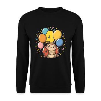 4th Birthday Ladybug Children's Birthday Party - Unisex Sweatshirt - black - Front - Alina (178cm) & Michal (187cm)