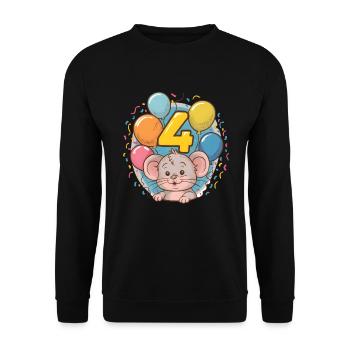 4th Birthday Mouse Children's Birthday Party - Unisex Sweatshirt - black - Front - Alina (178cm) & Michal (187cm)