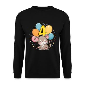 4th Birthday Mouse Children's Birthday Party - Unisex Sweatshirt - black - Front - Alina (178cm) & Michal (187cm)
