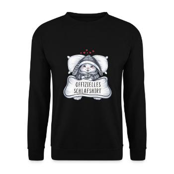 Offizielles Schlafshirt Süßer Hase - Unisex Pullover - Schwarz - Vorne - Alina (178cm) & Michal (187cm)
