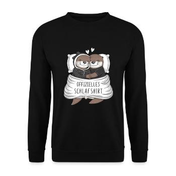 Official Sweet Otter Couple Sleep Shirt - Unisex Sweatshirt - black - Front - Alina (178cm) & Michal (187cm)
