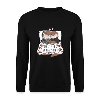 Official Sweet Otter Couple Sleep Shirt - Unisex Sweatshirt - black - Front - Alina (178cm) & Michal (187cm)