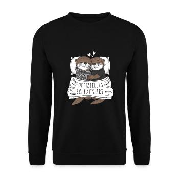 Official Sweet Otter Couple Sleep Shirt - Unisex Sweatshirt - black - Front - Alina (178cm) & Michal (187cm)