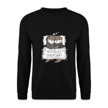 Official Sweet Otter Couple Sleep Shirt - Unisex Sweatshirt - black - Front - Alina (178cm) & Michal (187cm)