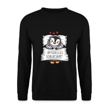 Official Sweet Penguin Sleep Shirt - Unisex Sweatshirt - black - Front - Alina (178cm) & Michal (187cm)