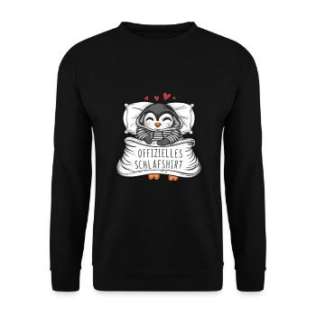 Official Sweet Penguin Sleep Shirt - Unisex Sweatshirt - black - Front - Alina (178cm) & Michal (187cm)