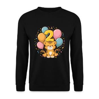 2nd Birthday Tiger Children's Birthday Party - Unisex Sweatshirt - black - Front - Alina (178cm) & Michal (187cm)