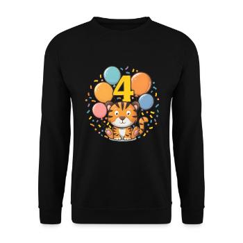 4th Birthday Tiger Children's Birthday Party - Unisex Sweatshirt - black - Front - Alina (178cm) & Michal (187cm)
