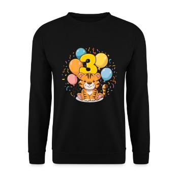 3rd Birthday Tiger Children's Birthday Party - Unisex Sweatshirt - black - Front - Alina (178cm) & Michal (187cm)